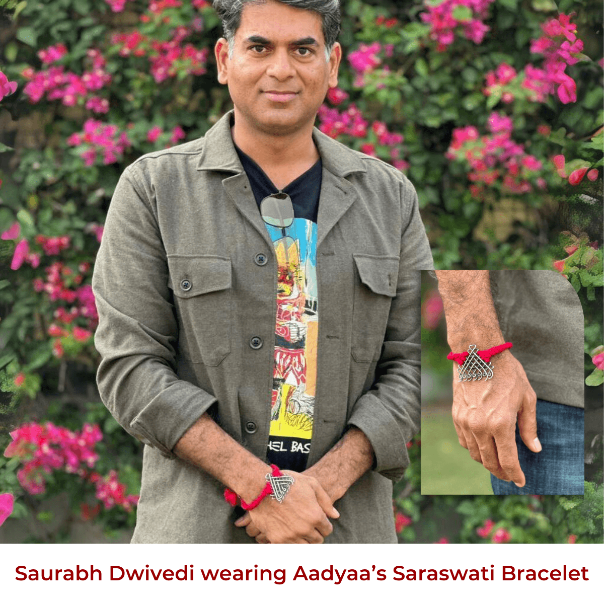 Saraswati Silver Bracelet for Men