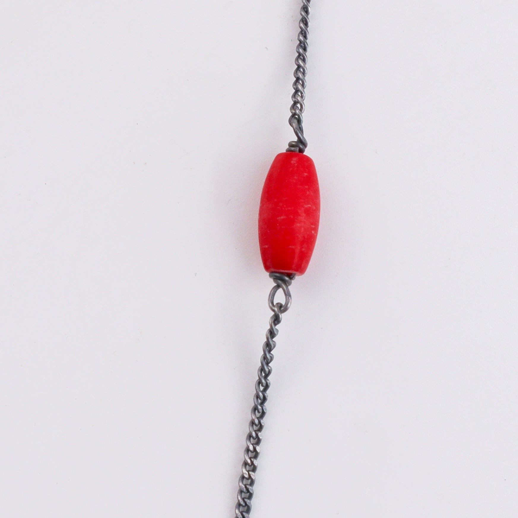 Silver Saraswati Necklace with Coral (Medium)