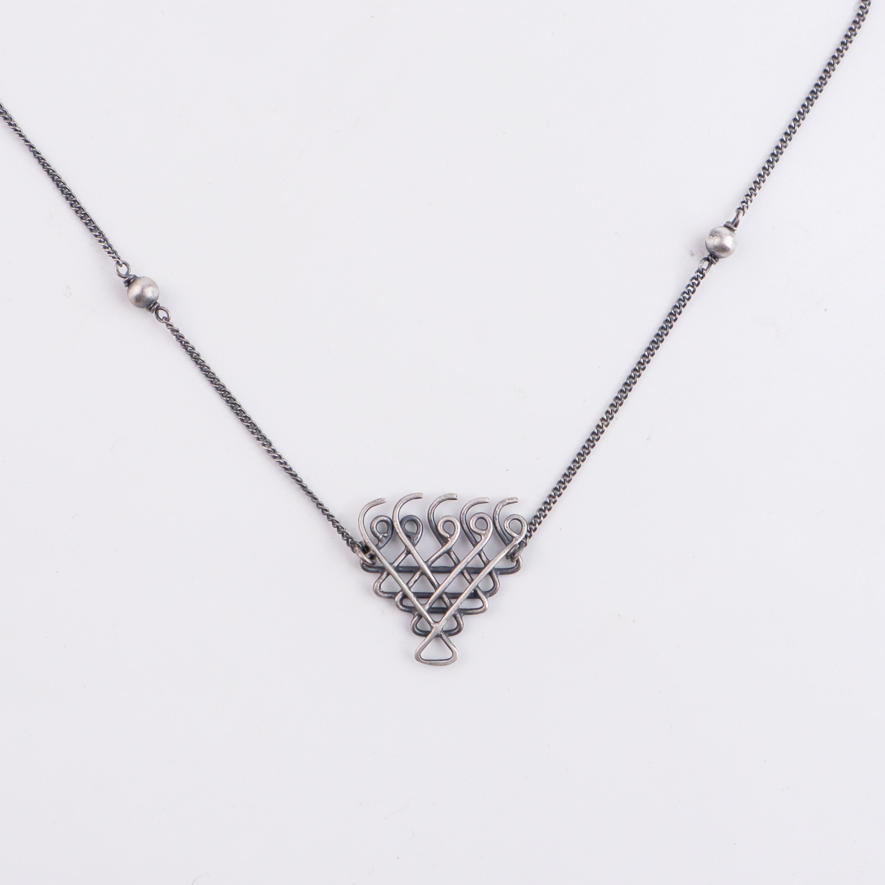 Silver Saraswati Necklace with Beads (Small)