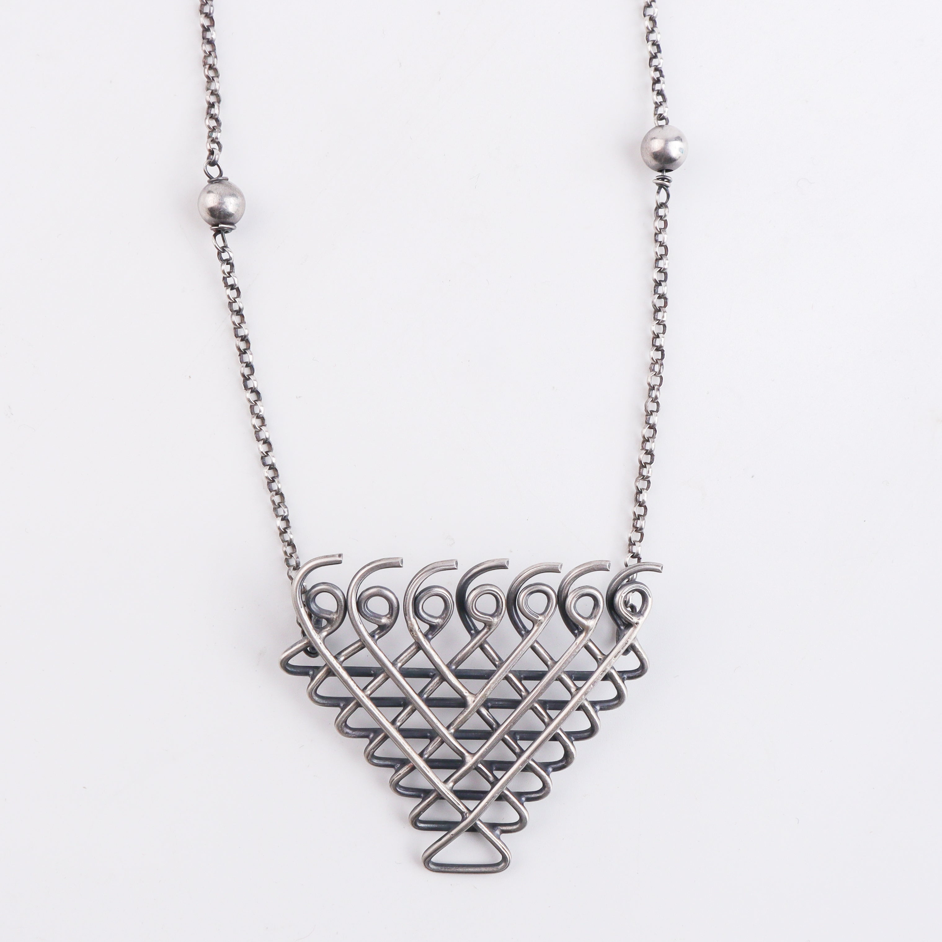 Silver Saraswati Necklace with Beads (Big)