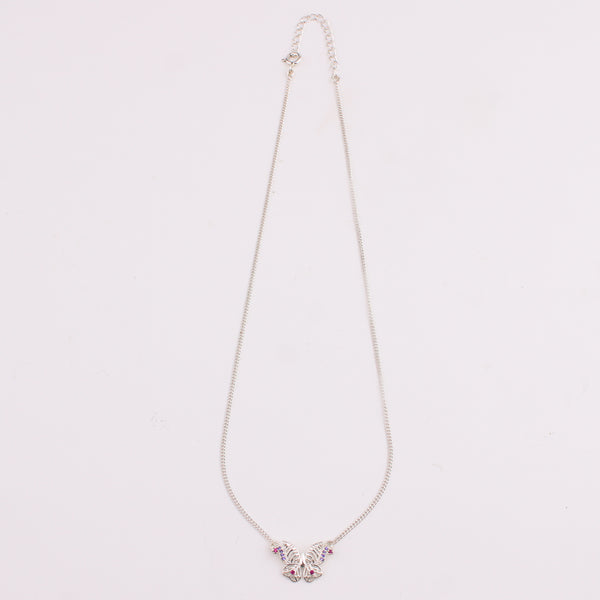 Silver butterfly charm necklace with chain