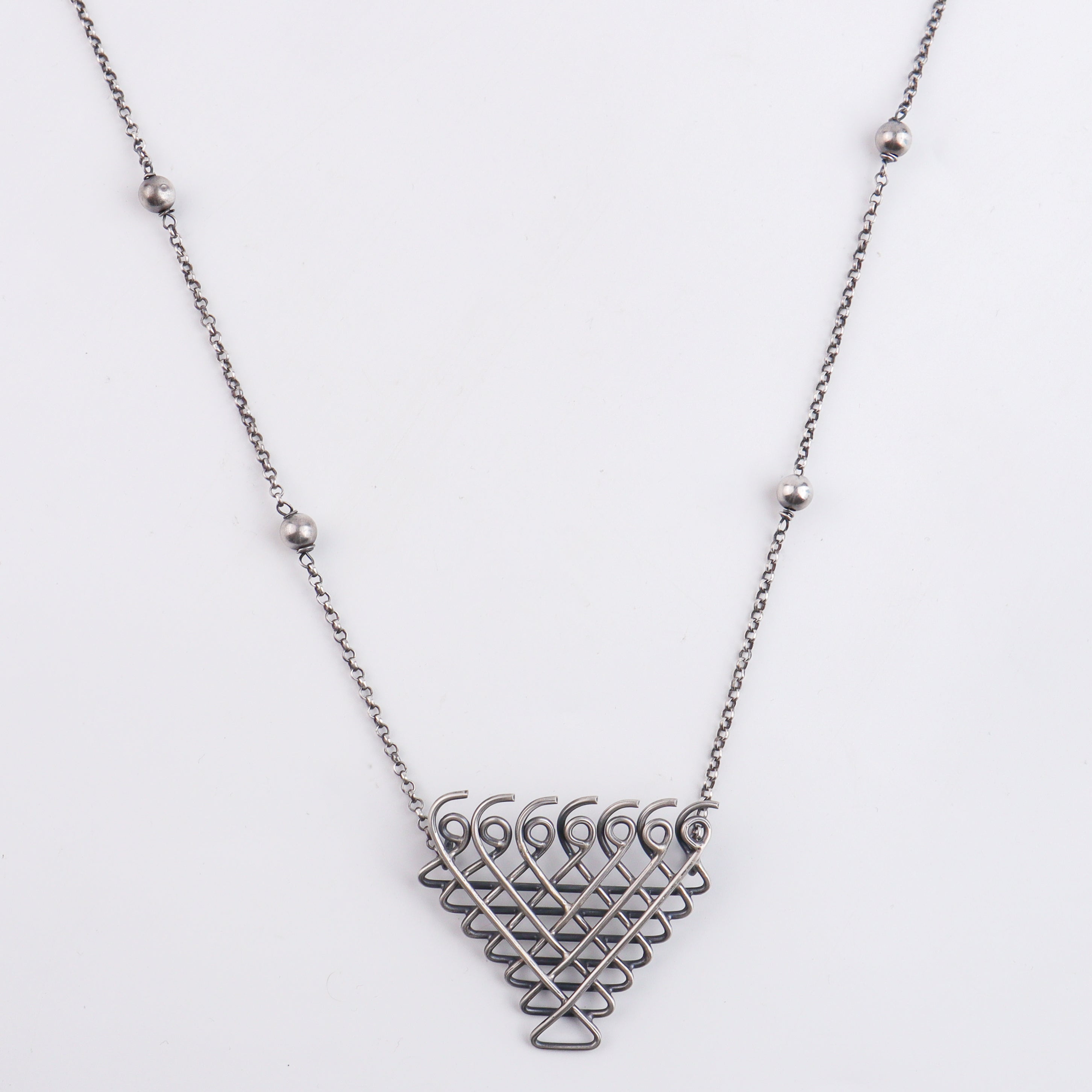 Silver Saraswati Necklace with Beads (Big)