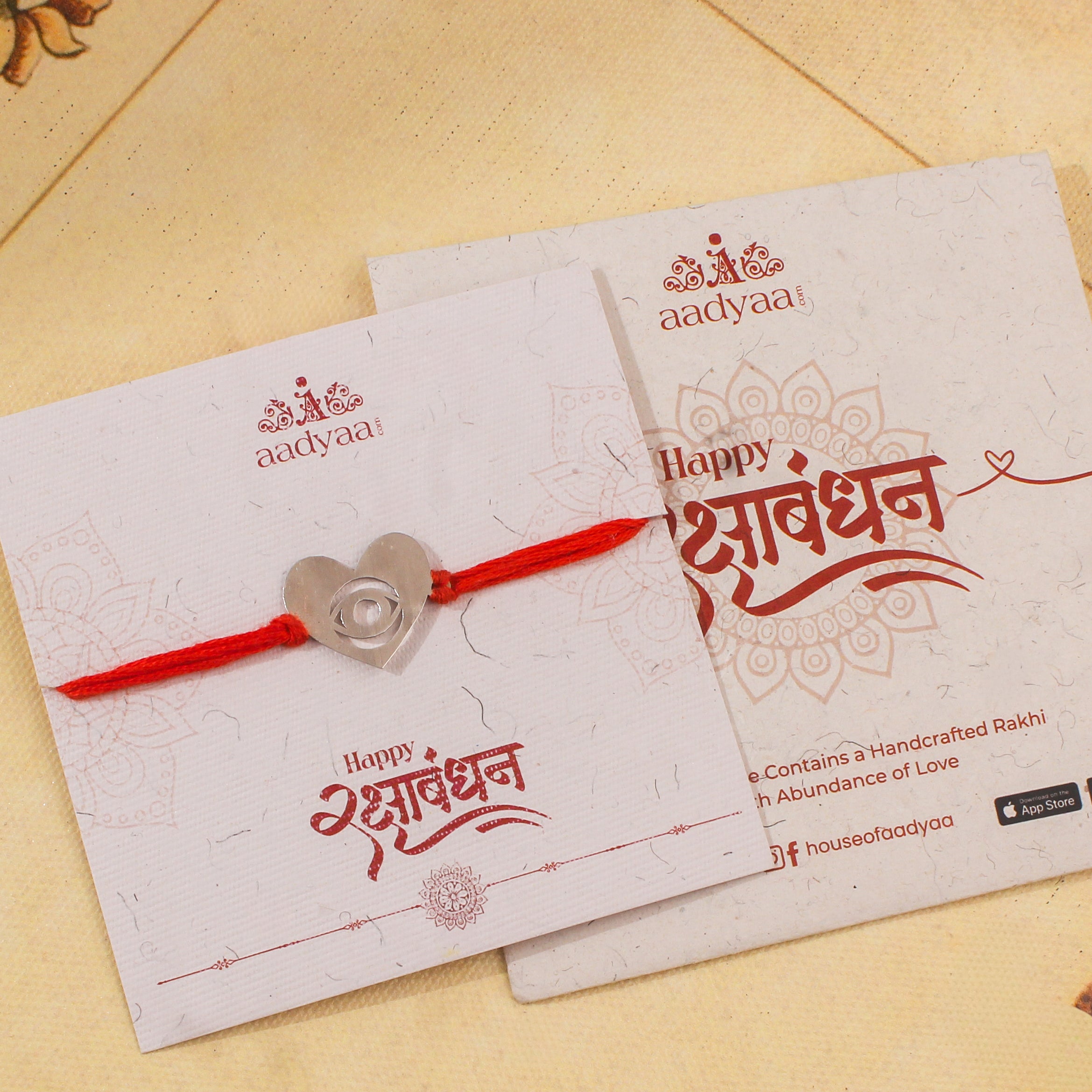 Silver Laser Cut Evil Eye Heart Rakhi