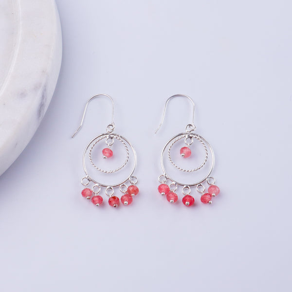 Pink Sapphire Chandbali | 92.5 silver earrings | size : small