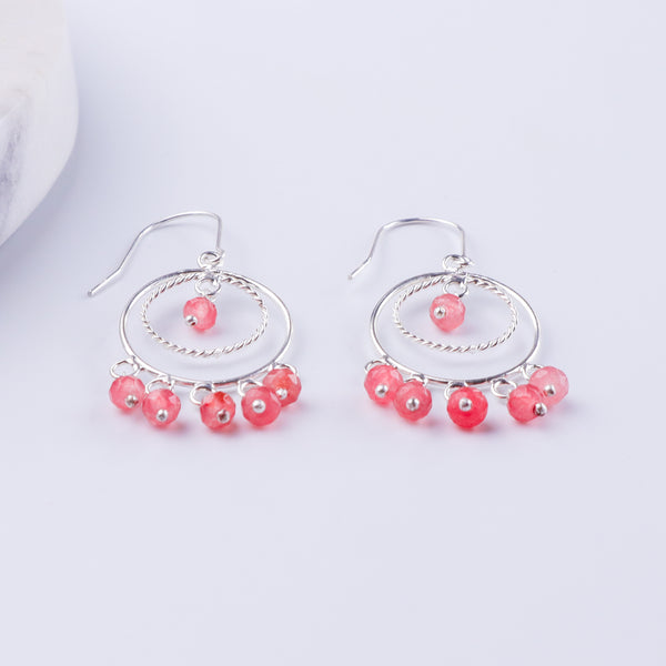 Pink Sapphire Chandbali | 92.5 silver earrings | size : small