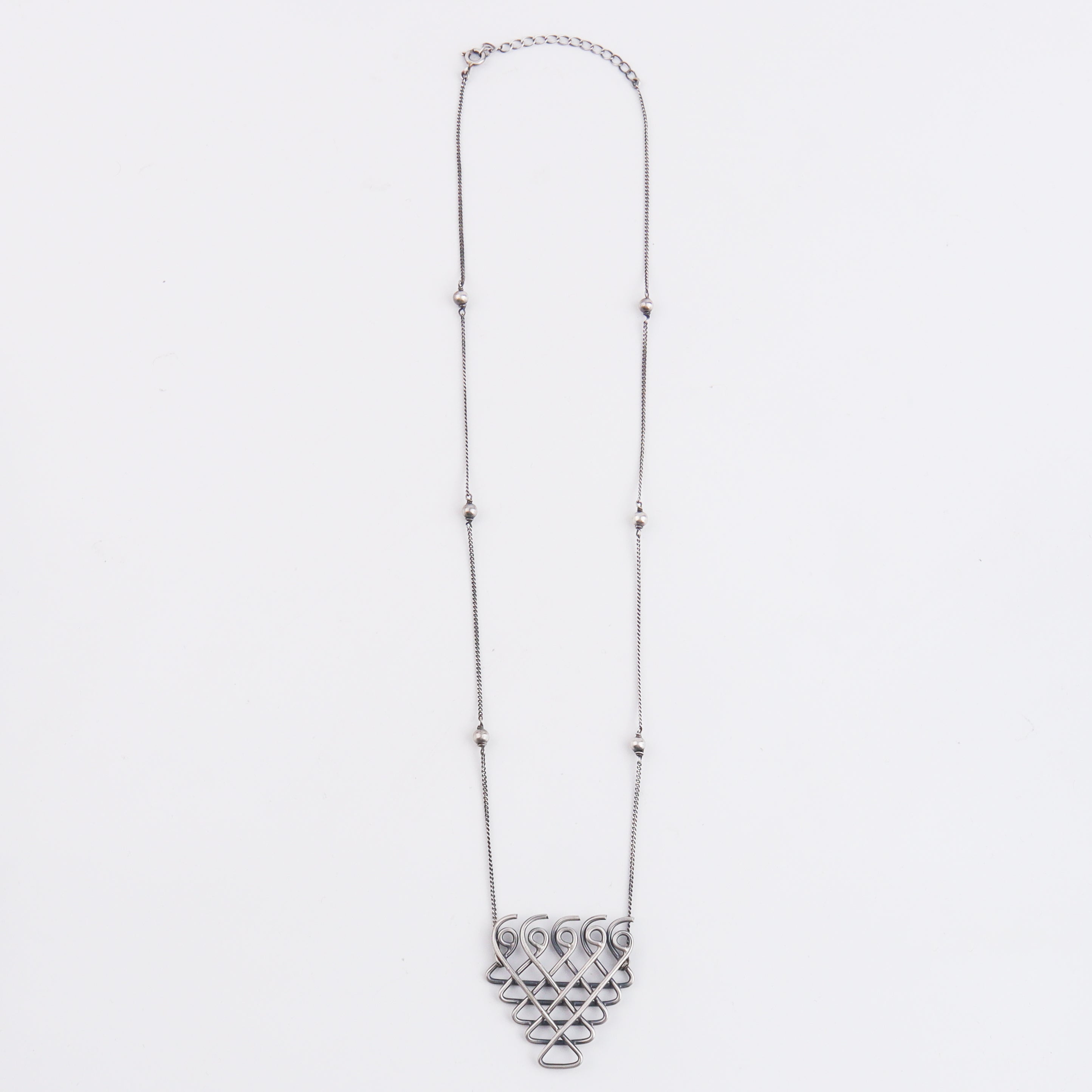 Silver Saraswati Necklace with Beads (Medium)