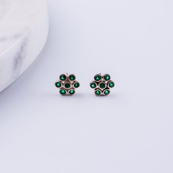 Silver Zircon Green Kudi (Setting) | CZ | 92.5 Silver