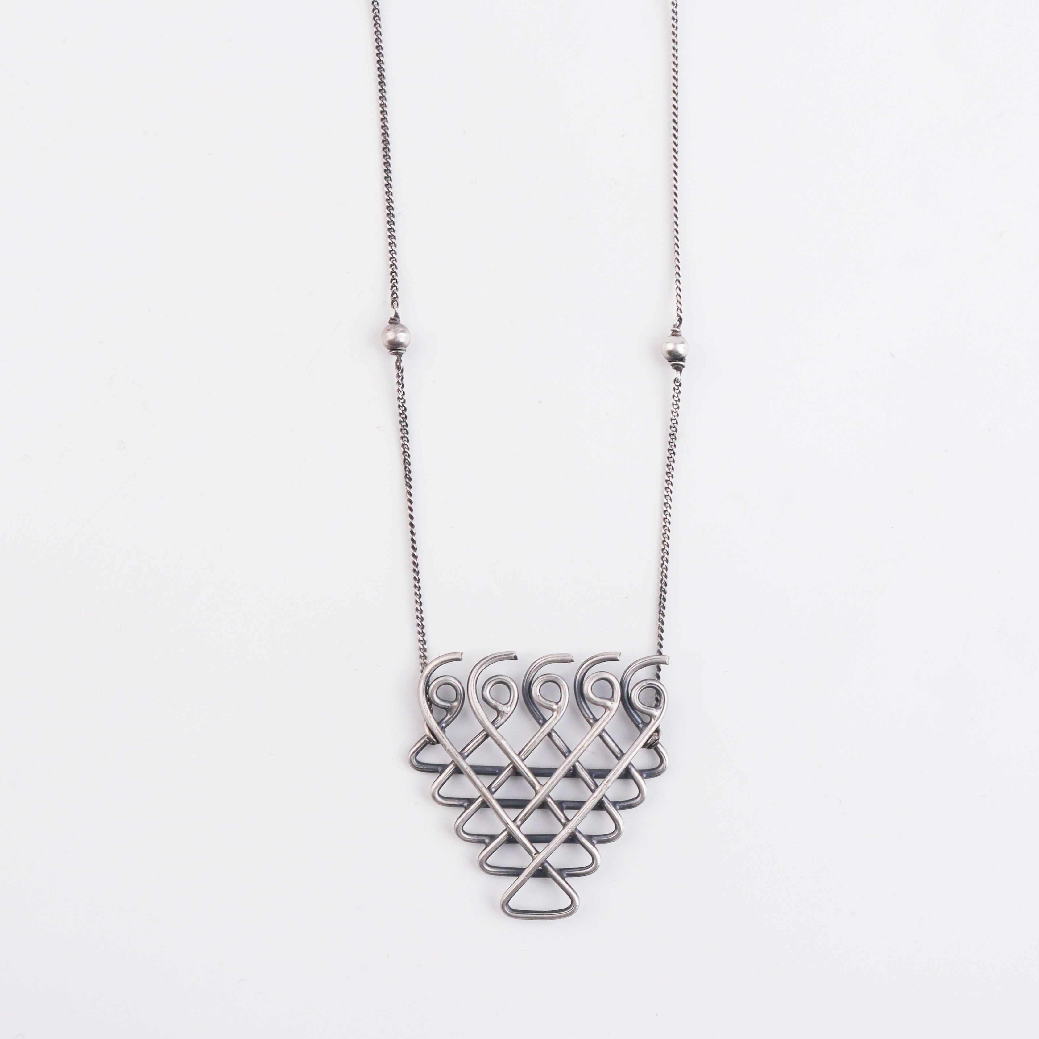Silver Saraswati Necklace with Beads (Medium)