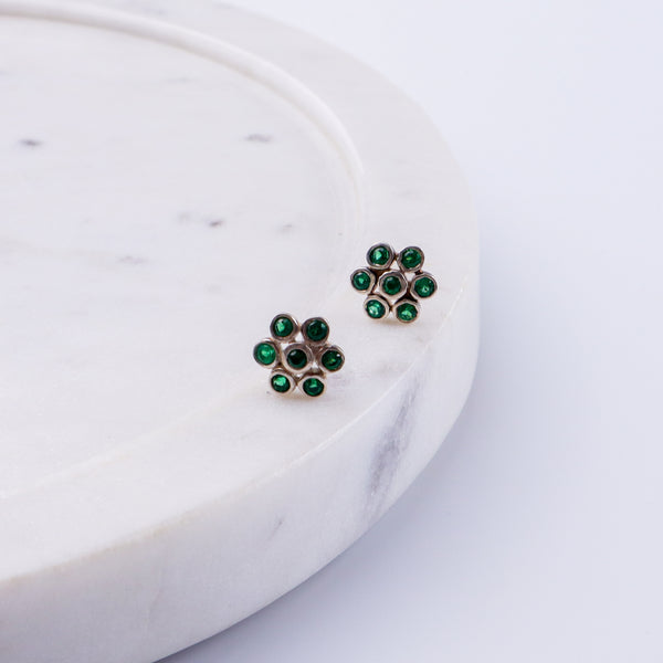 Silver Zircon Green Kudi (Setting) | CZ | 92.5 Silver