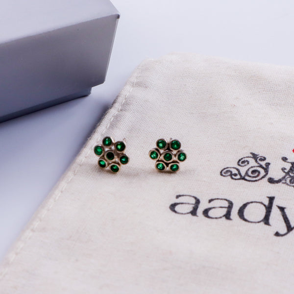 Silver Zircon Green Kudi (Setting) | CZ | 92.5 Silver