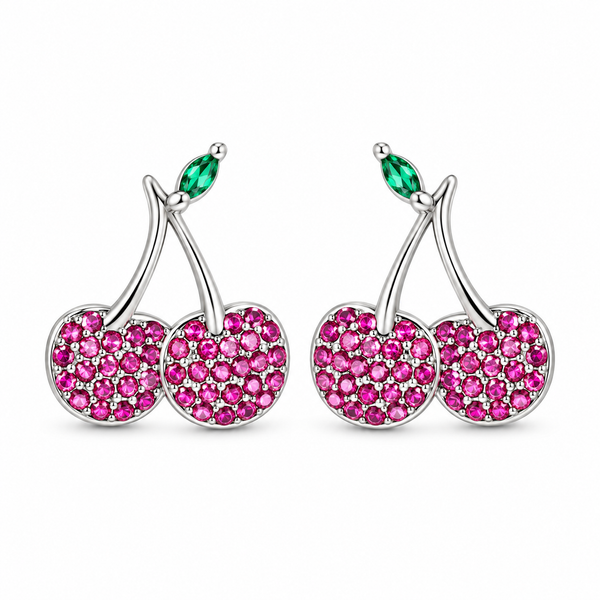 Cherry CZ Fruit Earrings