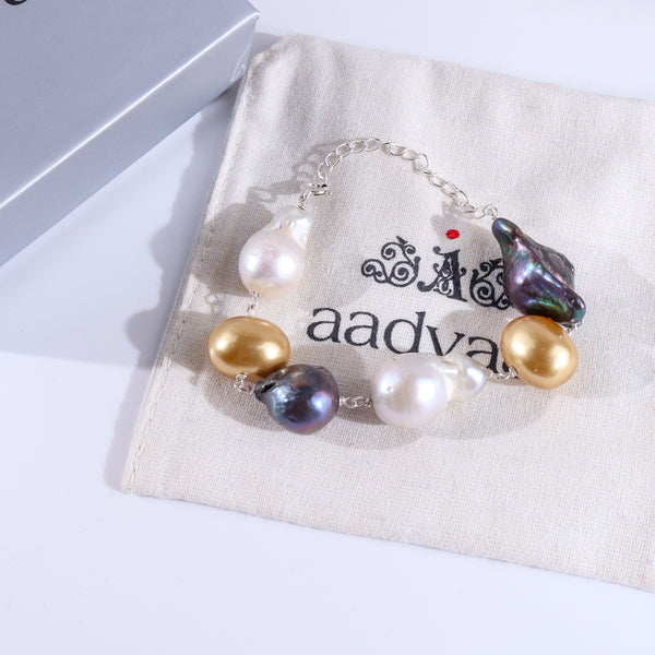 Baroque and Shell Pearl Ganthan Bracelet