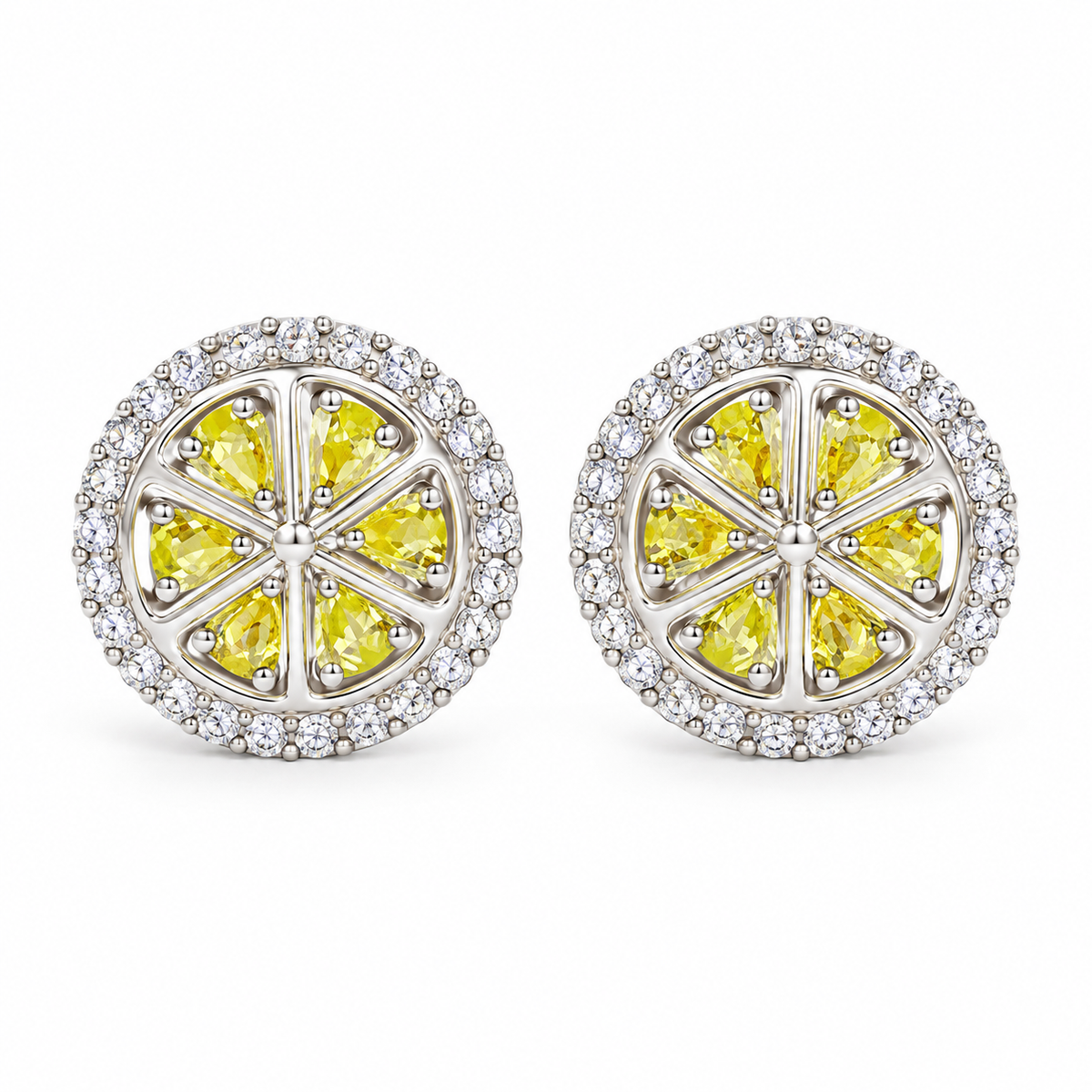 Lemon CZ Fruit Earrings