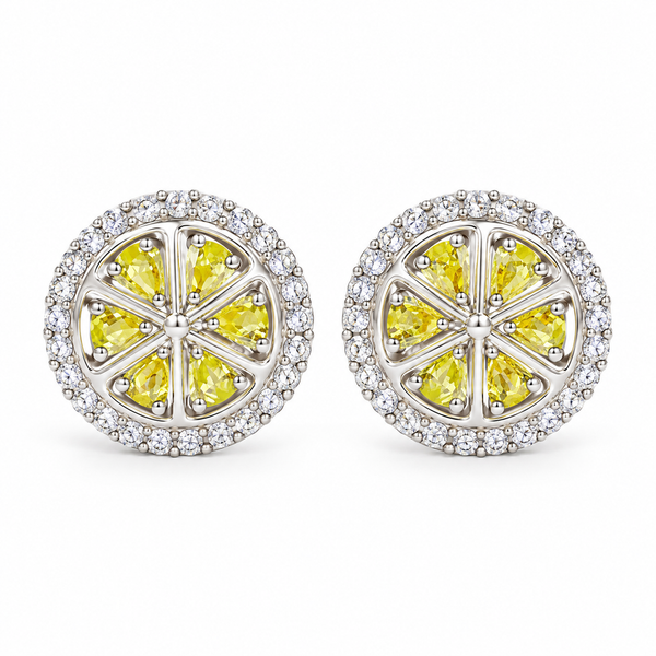 Lemon CZ Fruit Earrings