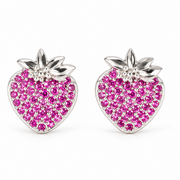 Strawberry CZ Fruit Earrings