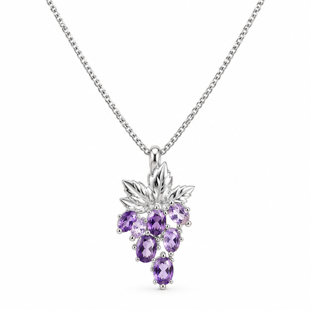 Grape CZ Fruit-Charm Necklace