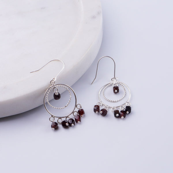 Garnet Chandbali | 92.5 silver earrings | size : small
