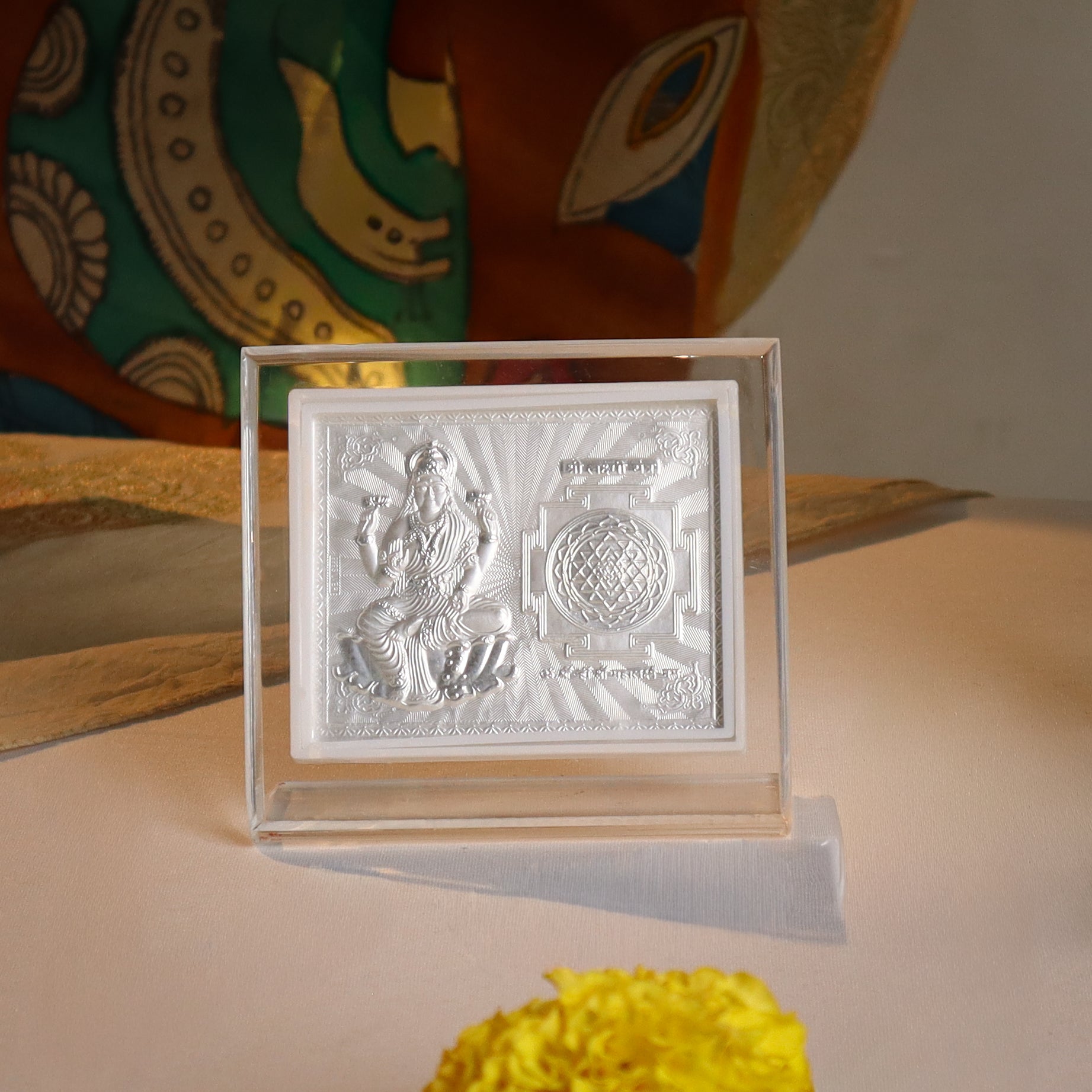 Silver Lakshmi Frame with Lakshmi Yantra (Medium)