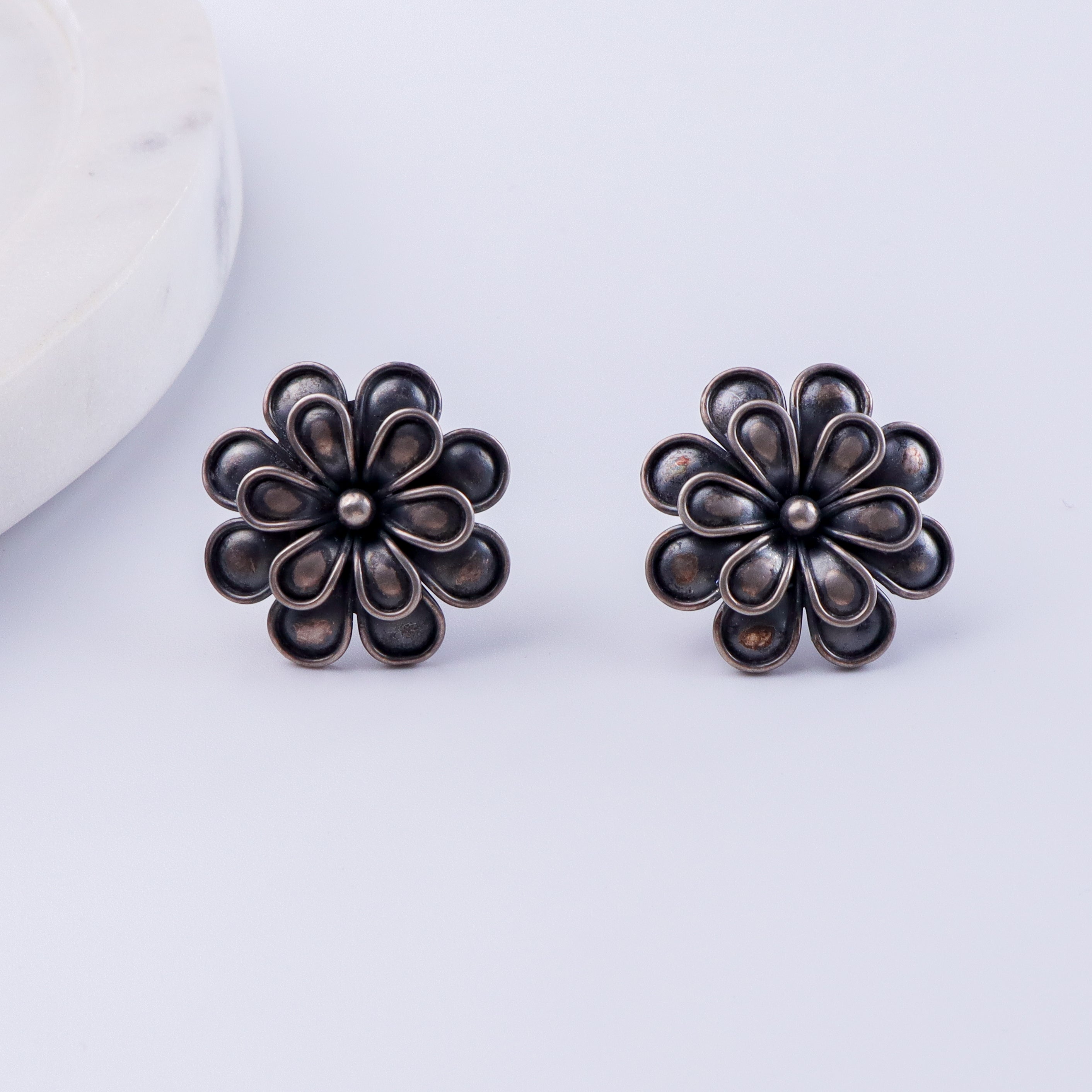 Handcrafted Flower Studs Earring | 92.5 Silver