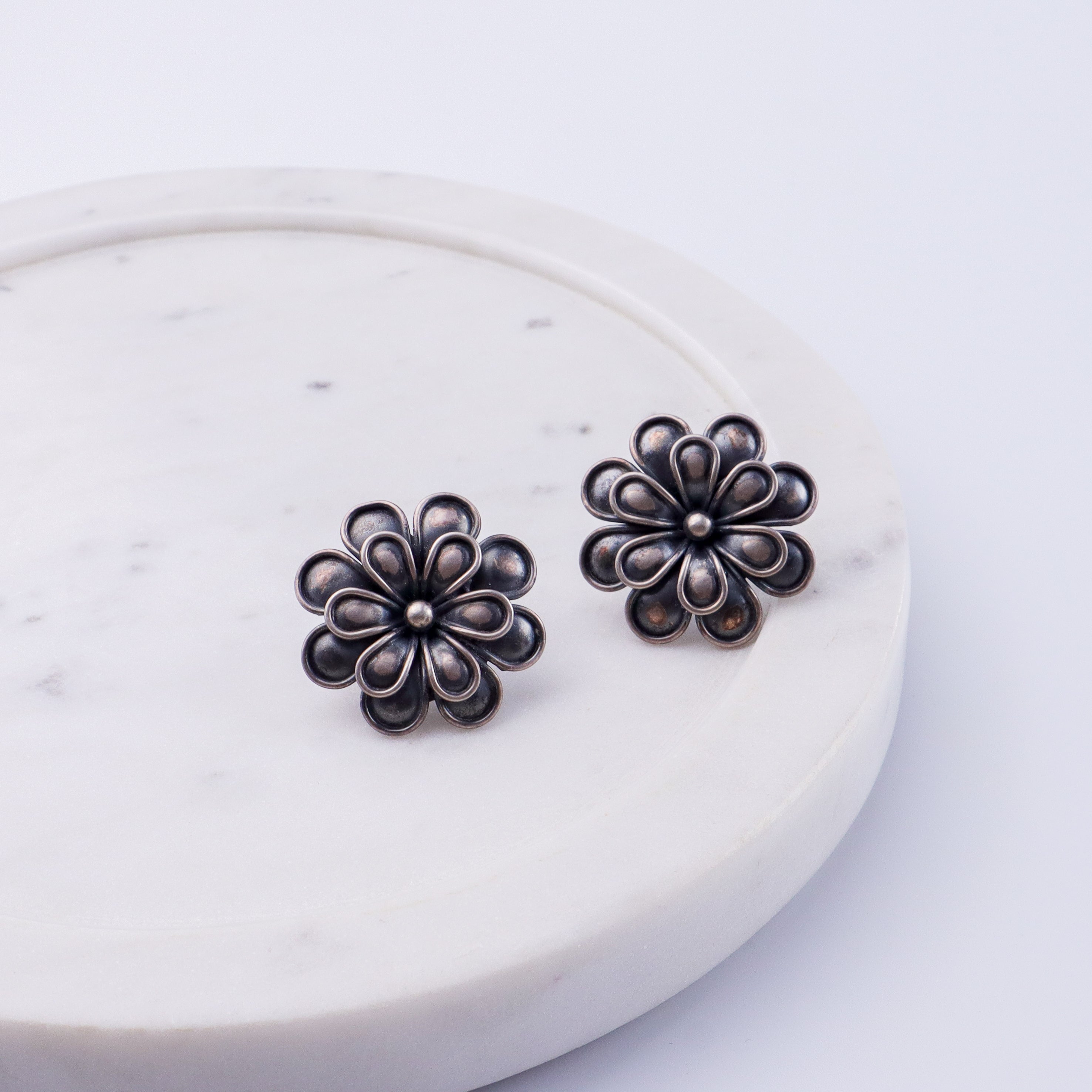 Handcrafted Flower Studs Earring | 92.5 Silver