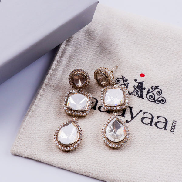 Statement Polki Silver Earring (Moissanite)