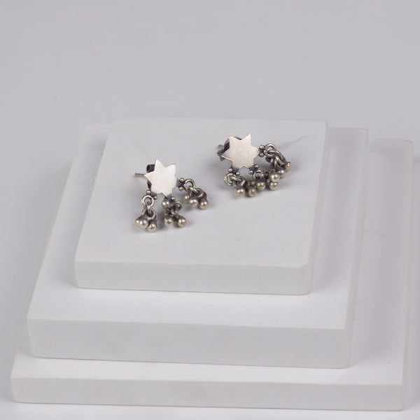 Silver Star with Ghungroo Motif Studs