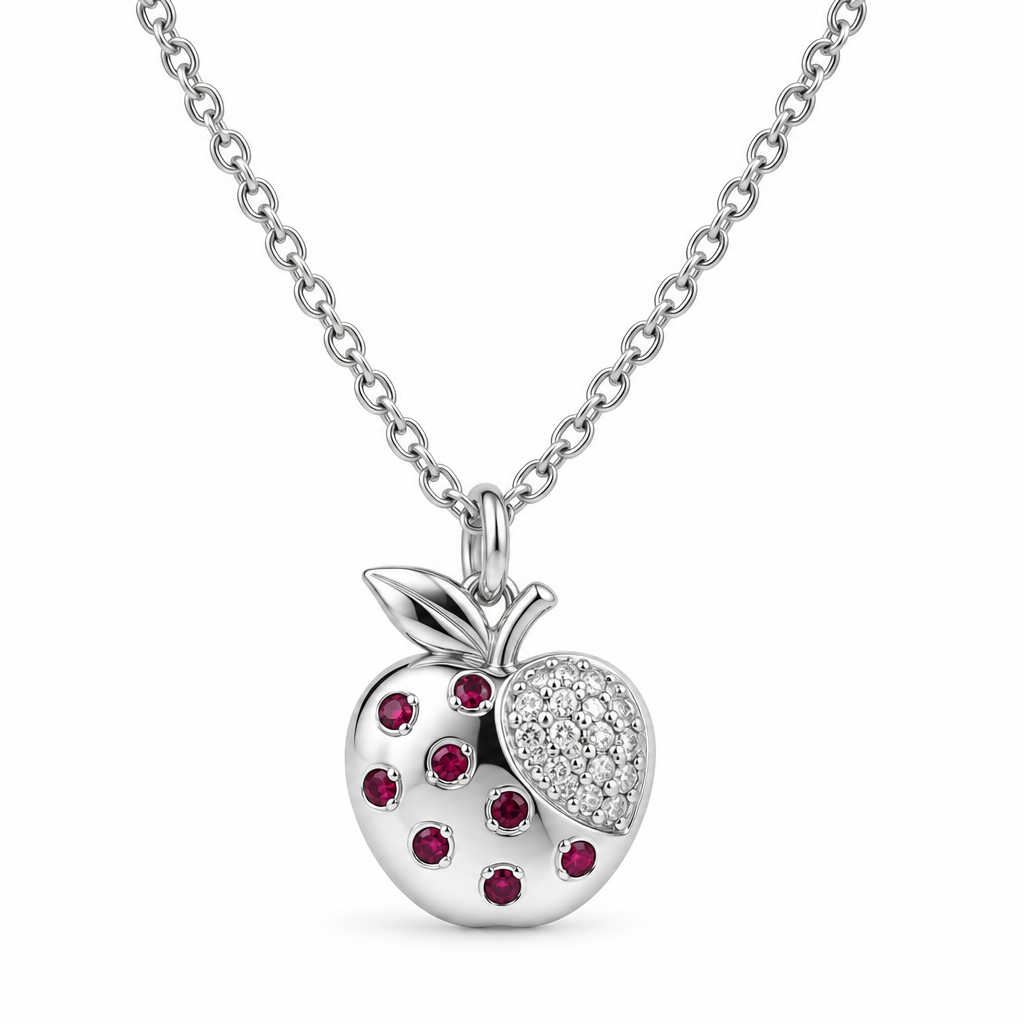 Apple CZ Fruit-Charm Necklace