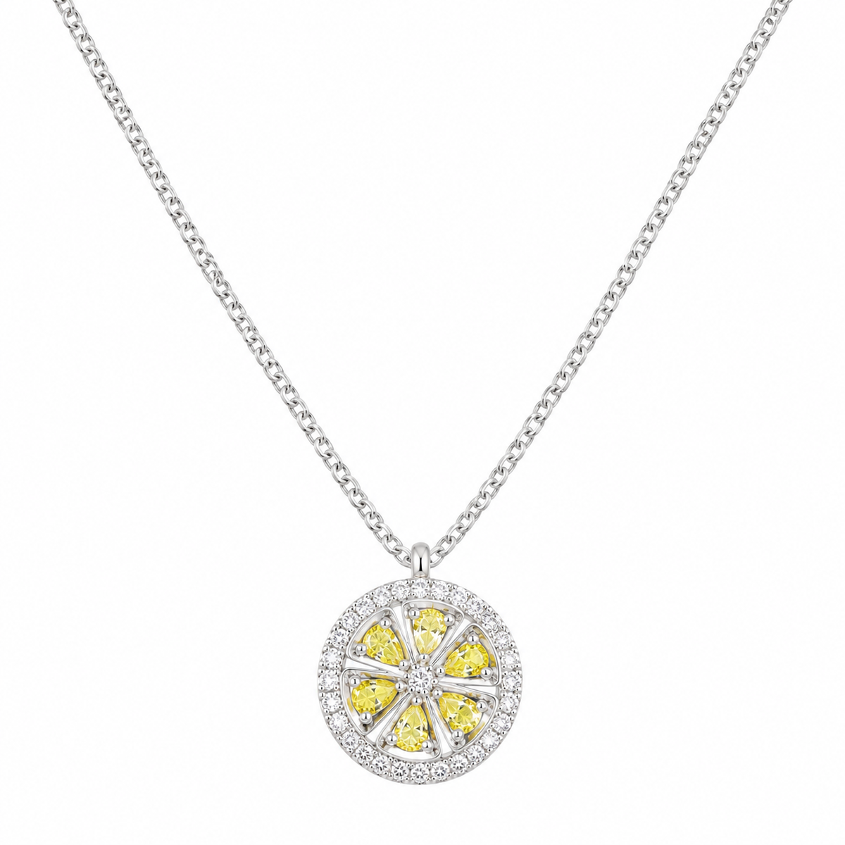 Lemon CZ Fruit-Charm Necklace