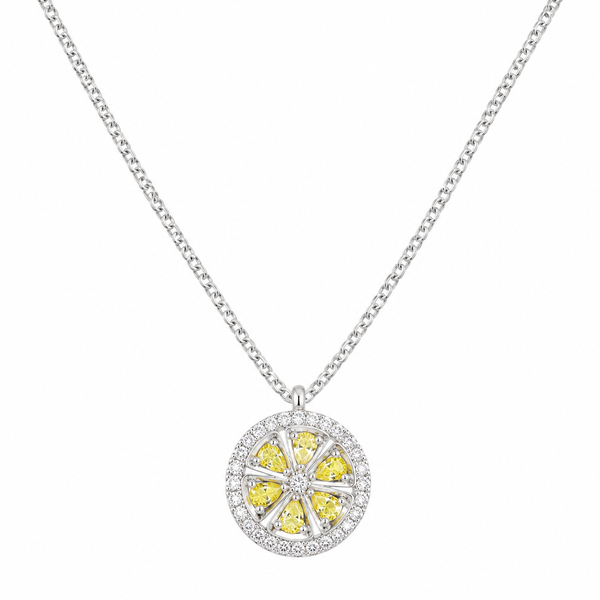 Lemon CZ Fruit-Charm Necklace