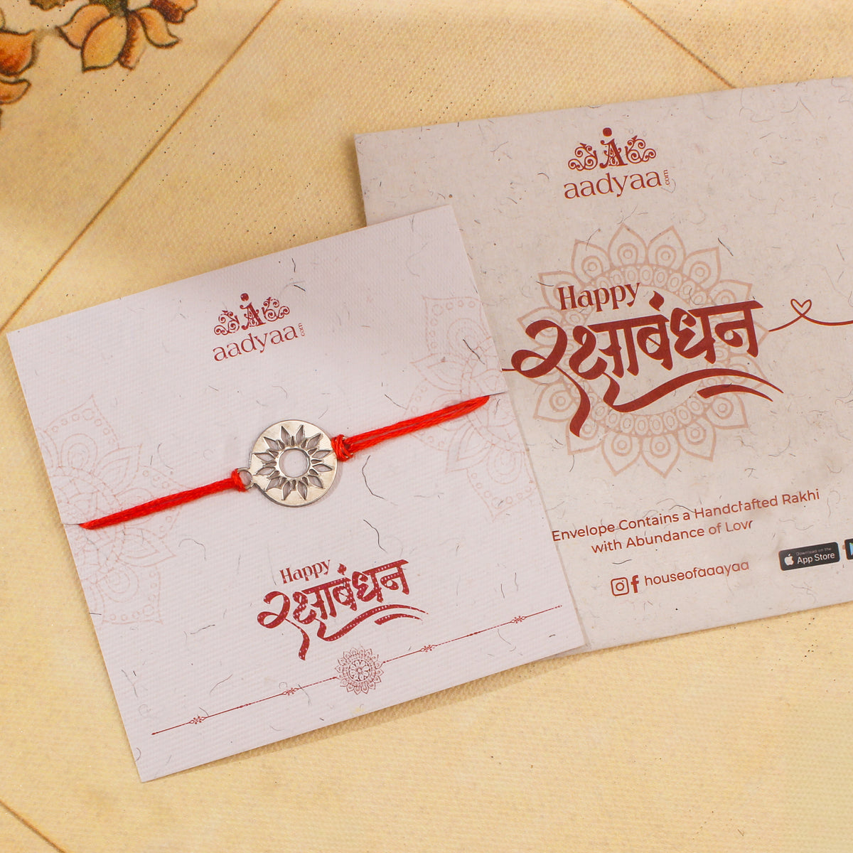 Silver Laser Cut Sun Rakhi