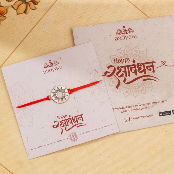 Silver Laser Cut Sun Rakhi