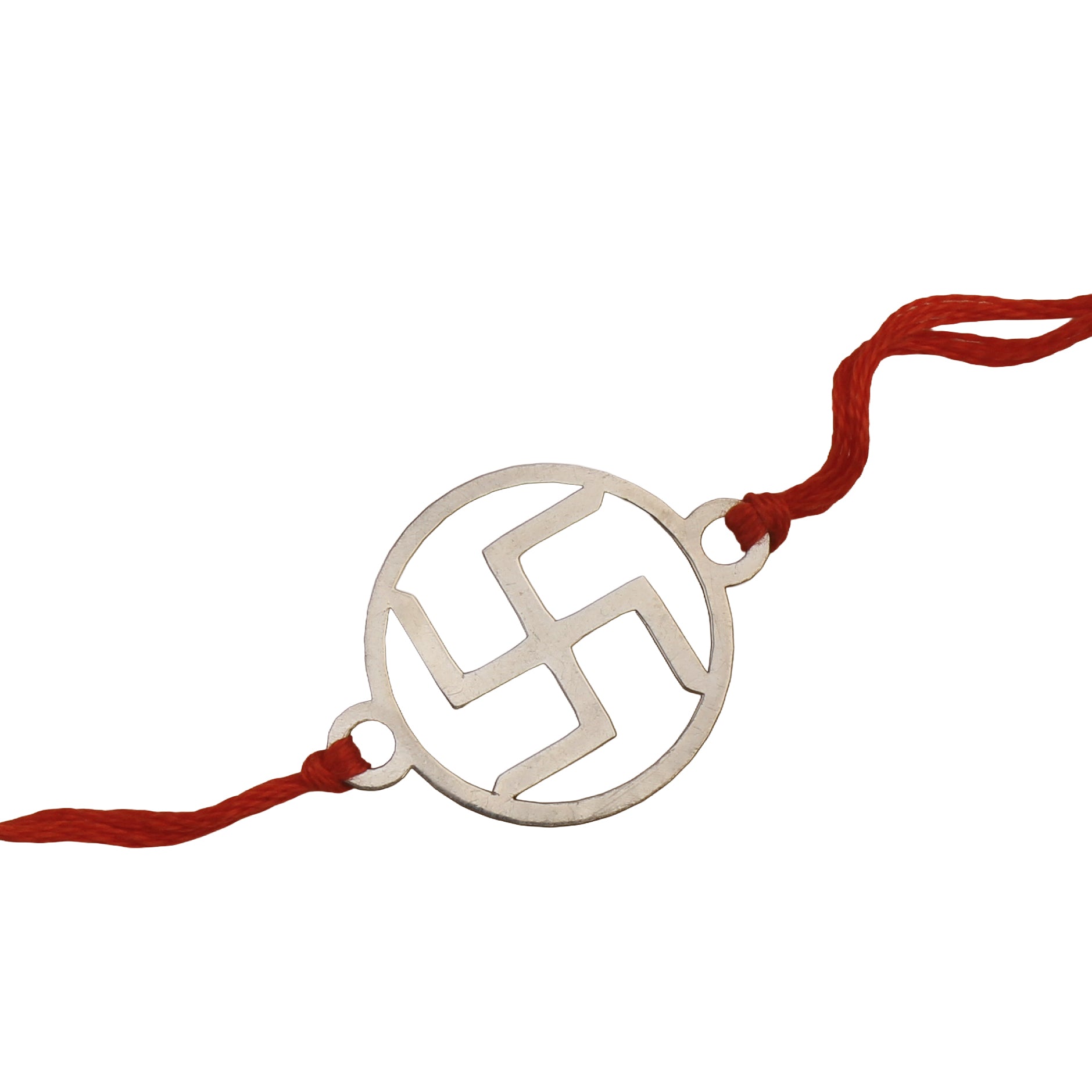 Silver Laser cut Swastik Rakhi: Big
