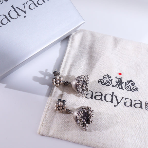 Silver Single Kudi Jhumki - Size Small