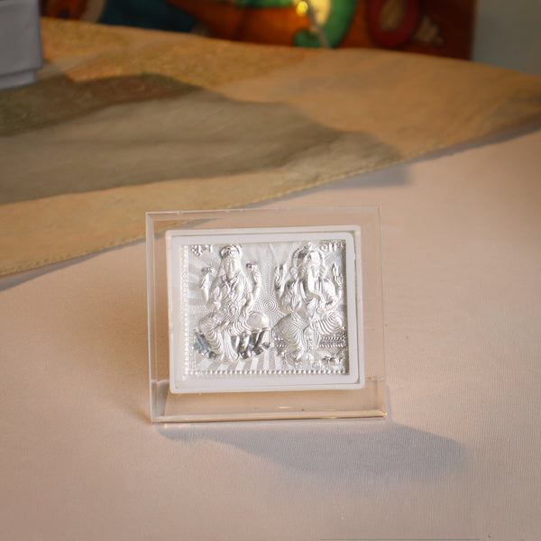 Silver Lakshmi Ganpati small frame for home decor and gifting