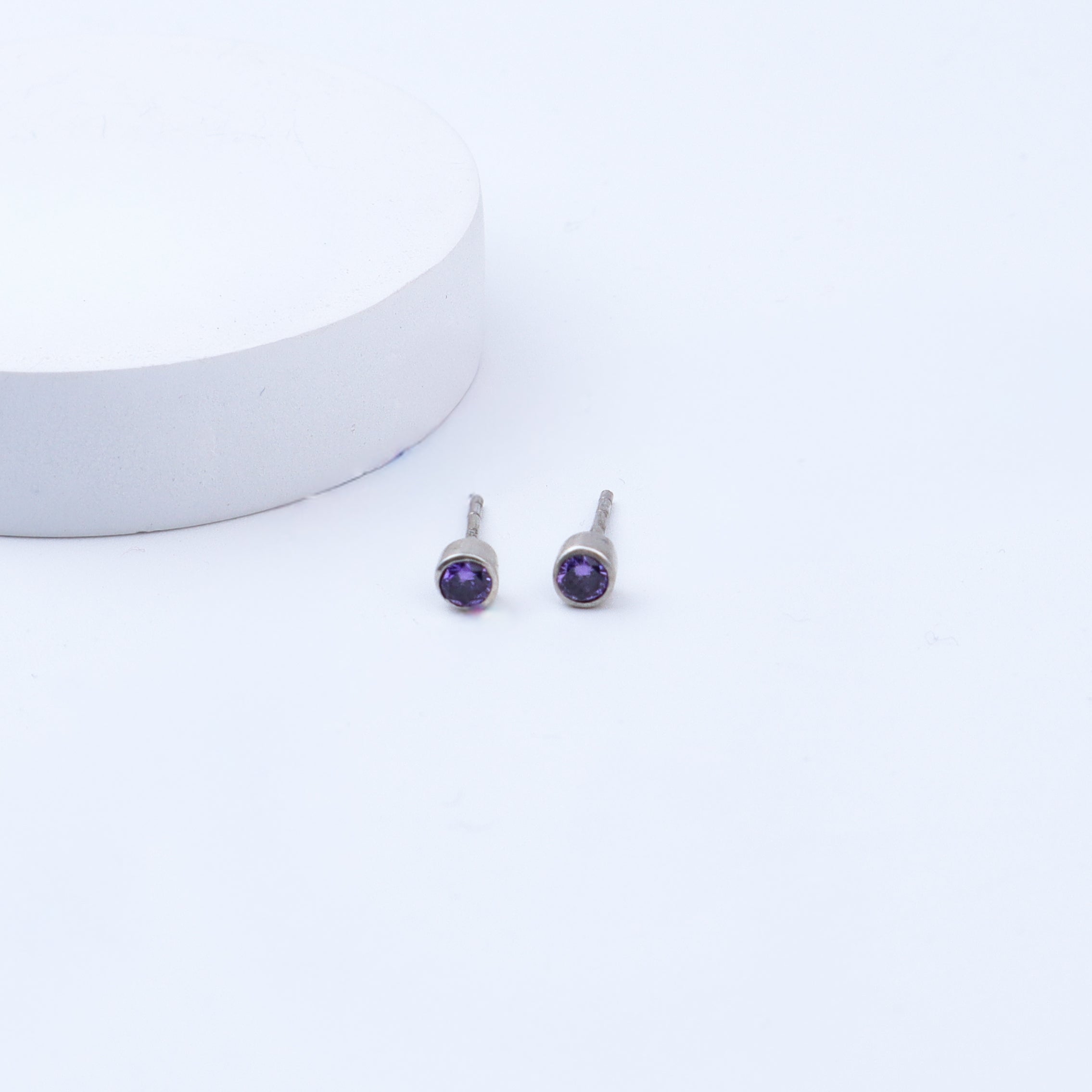 CZ Purple Stone Silver Studs | 92.5 Silver
