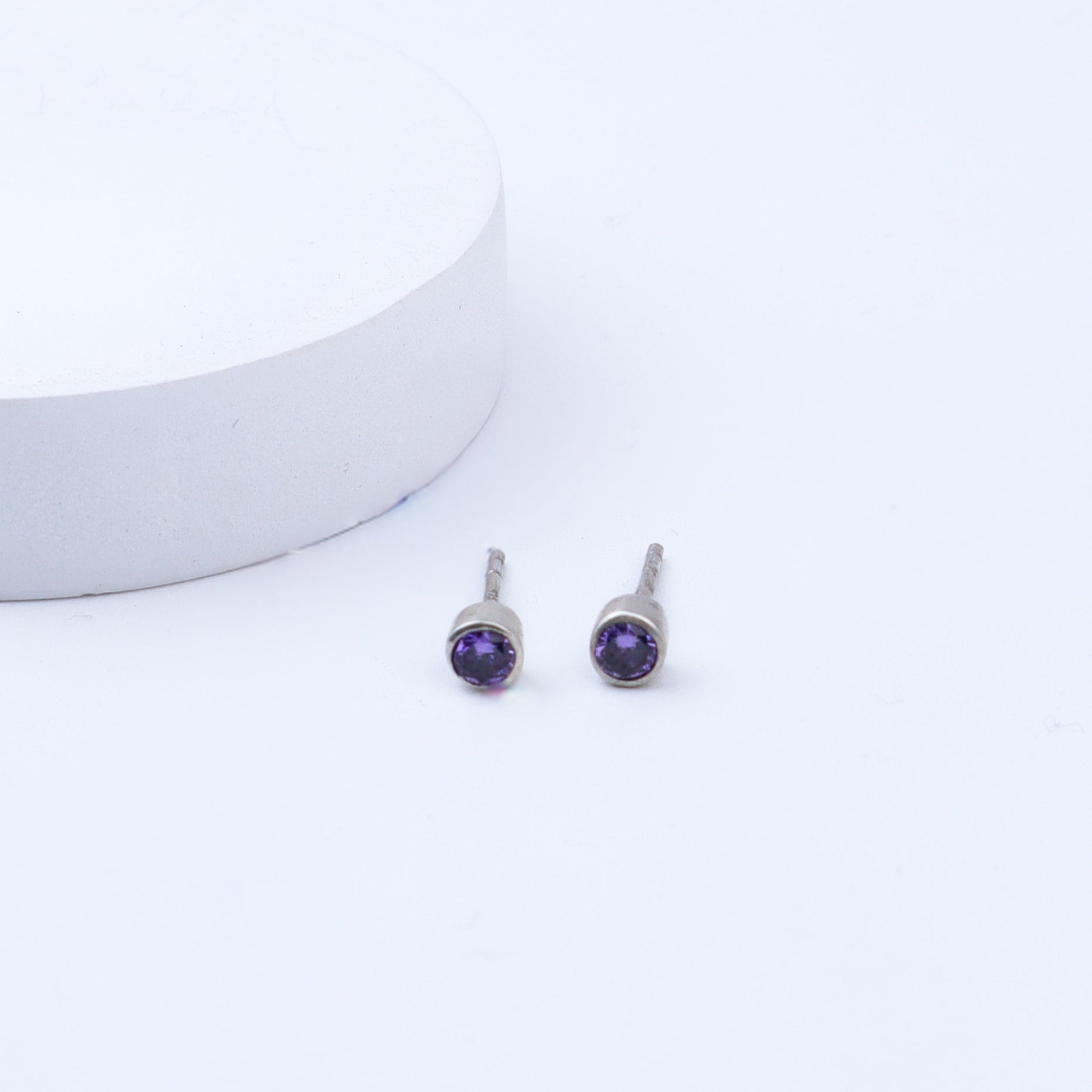 CZ Purple Stone Silver Studs | 92.5 Silver