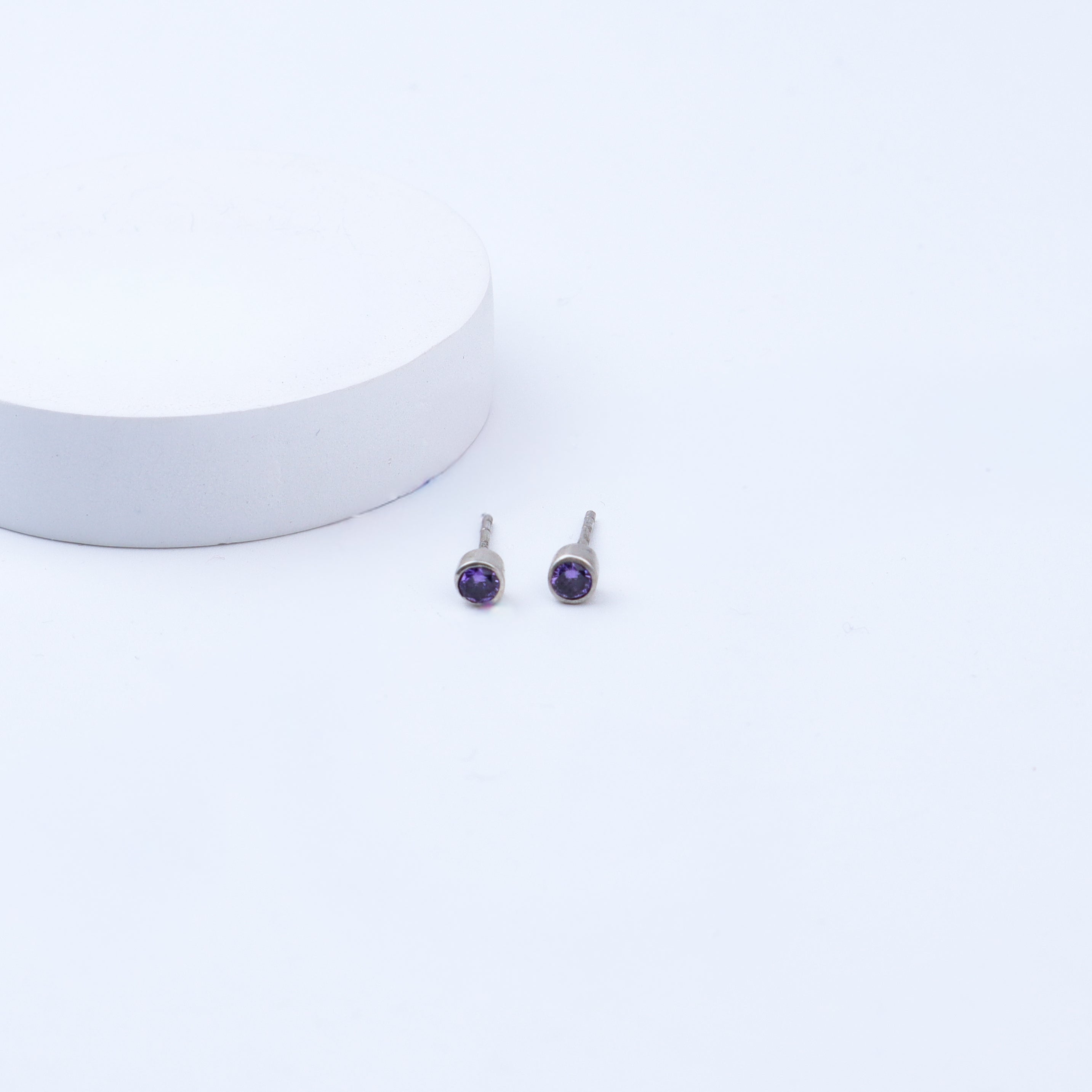 CZ Purple Stone Silver Studs | 92.5 Silver