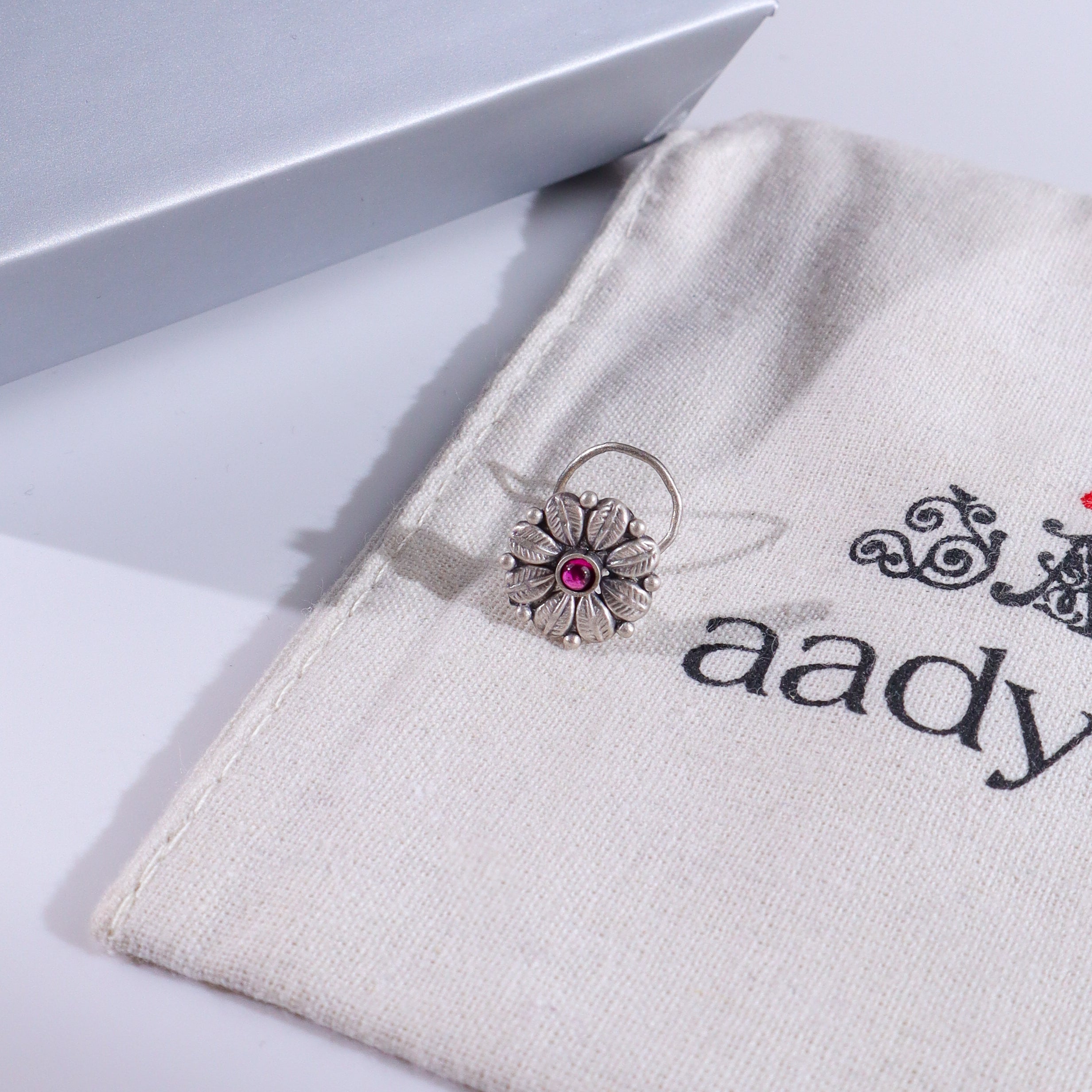 Red Stone Nose Pin  | 92.5 Sterling Silver
