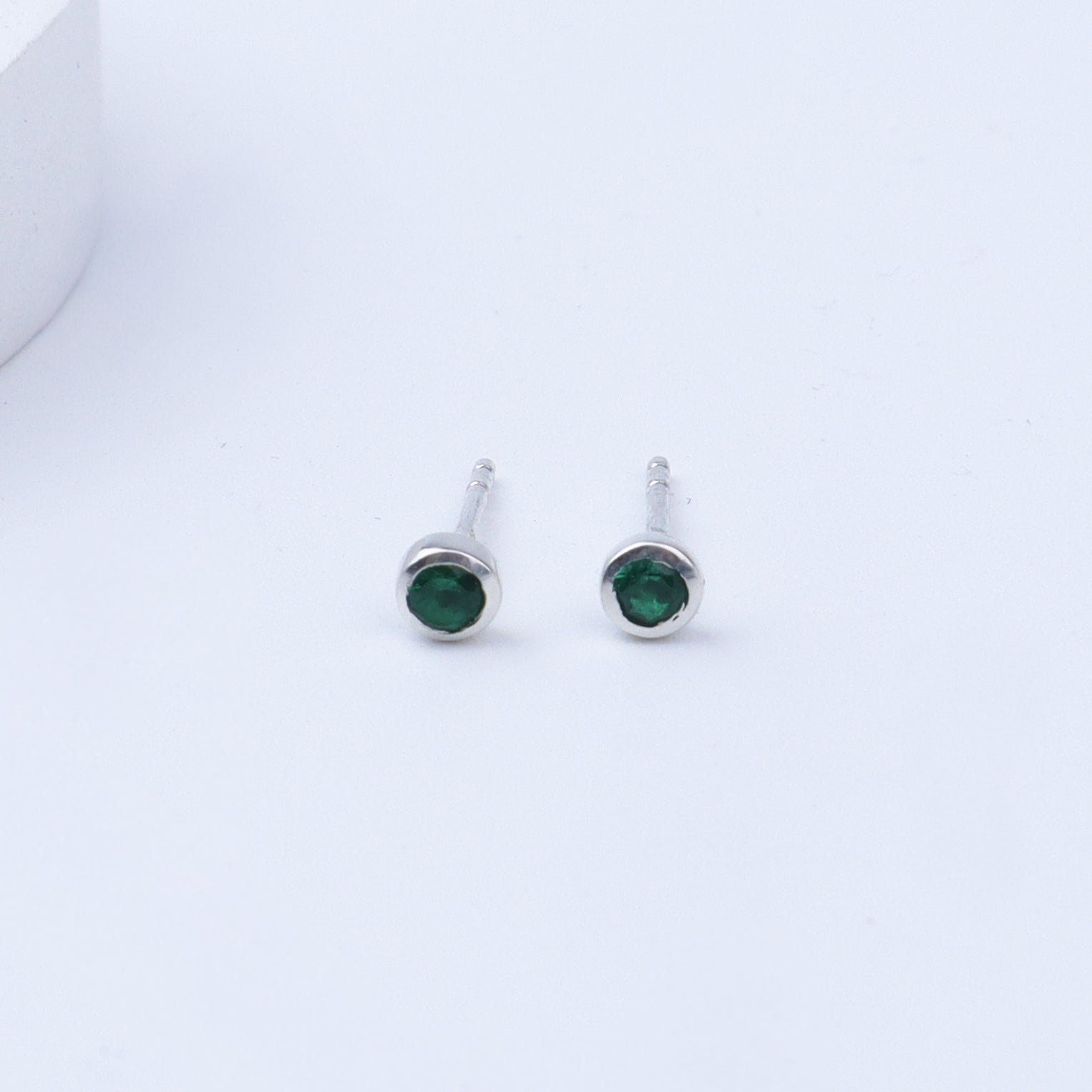 Tiny Green Studs | CZ | 92.5 Silver