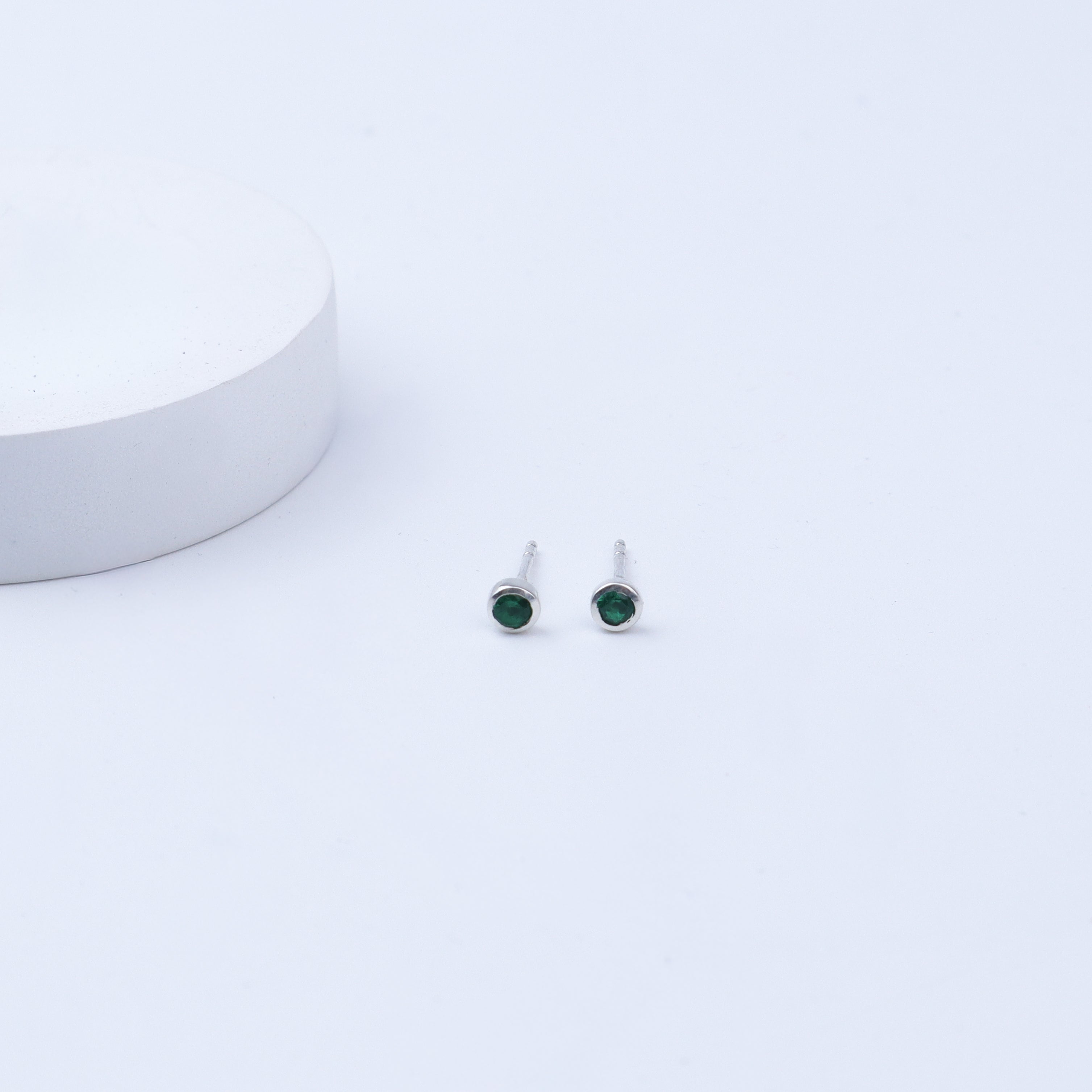 Tiny Green Studs | CZ | 92.5 Silver