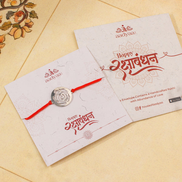 Silver Laser Cut Rose Rakhi