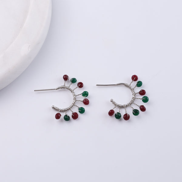 Red & Green Jade Hoops (Project Handmade)