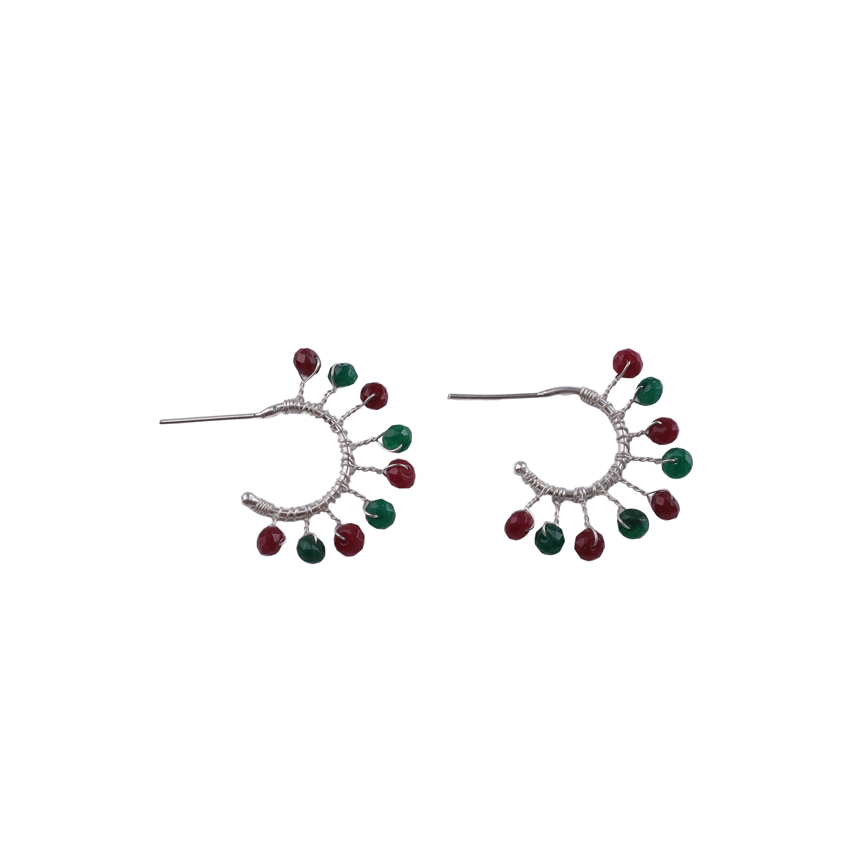 Red & Green Jade Hoops (Project Handmade)