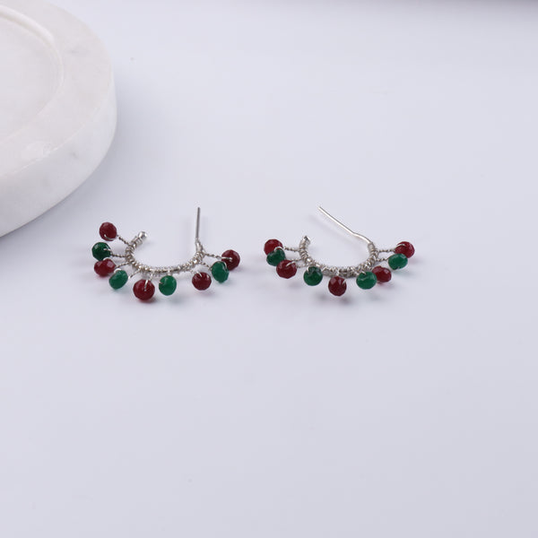 Red & Green Jade Hoops (Project Handmade)