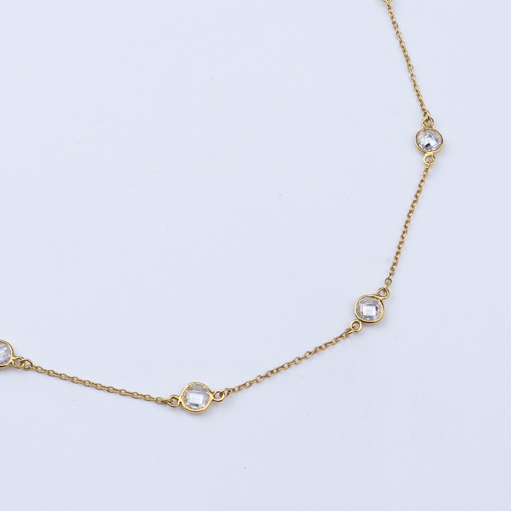 Silver CZ Dot Necklace |  92.5 Silver | 22K Gold Plated