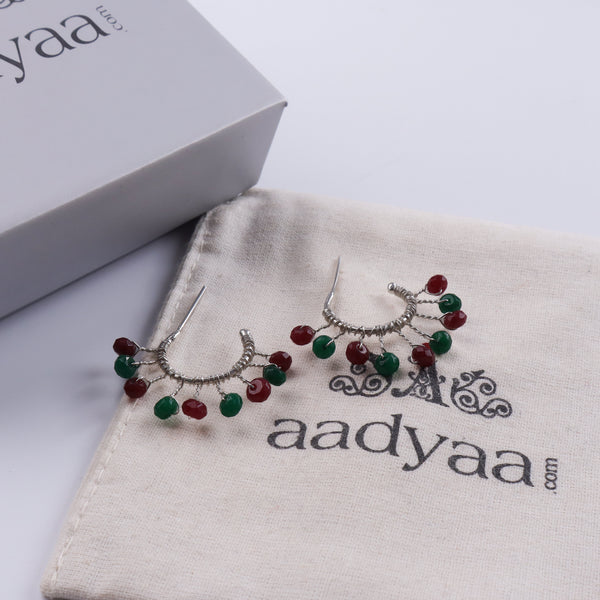 Red & Green Jade Hoops (Project Handmade)