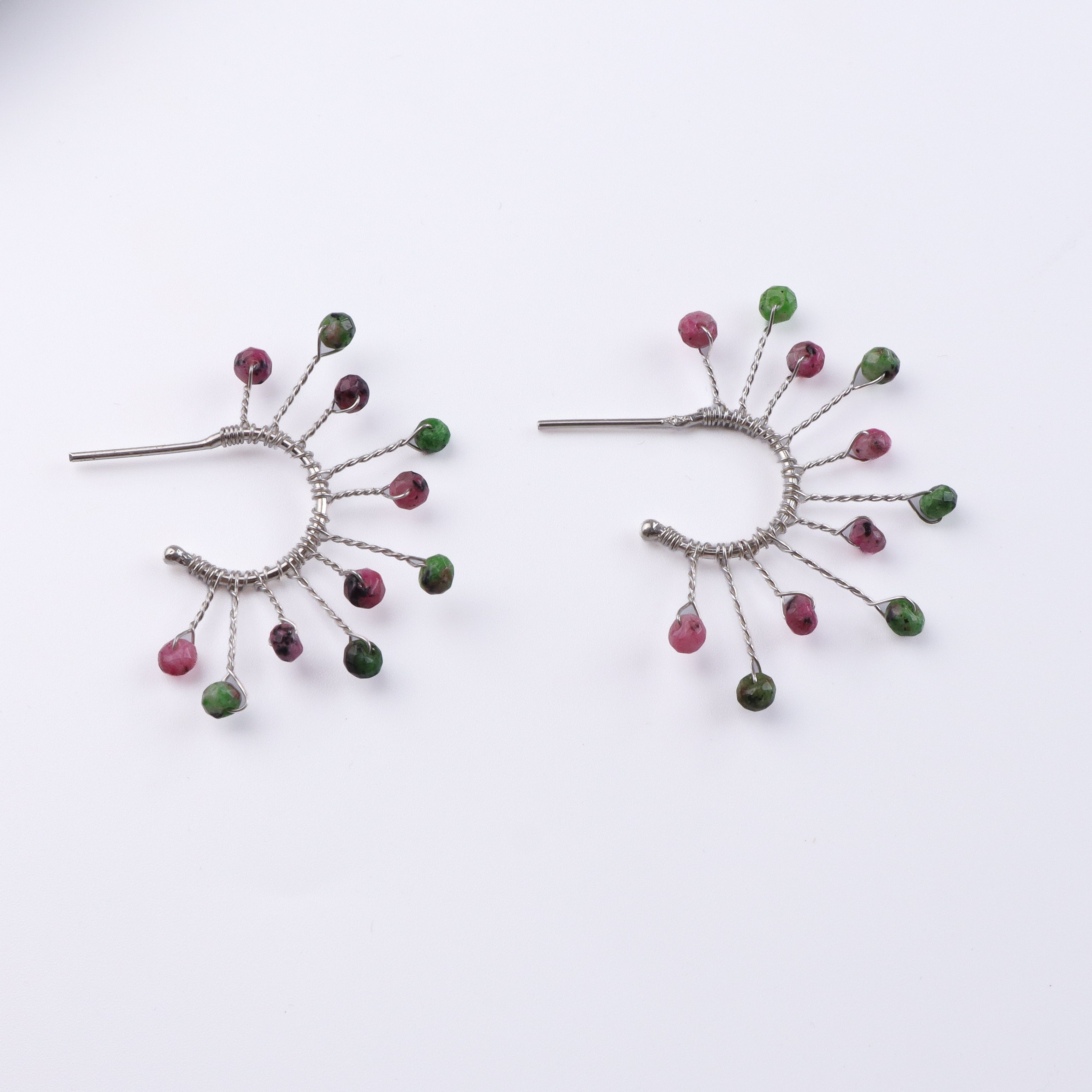Pink & Green Jade Snowflake Hoops (Project Handmade)