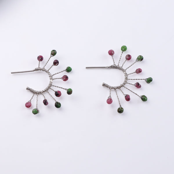 Pink & Green Jade Snowflake Hoops (Project Handmade)