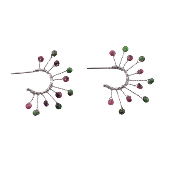 Pink & Green Jade Snowflake Hoops (Project Handmade)