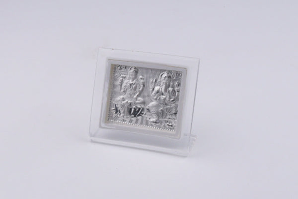 Silver Lakshmi Ganpati small frame on white background for home decor